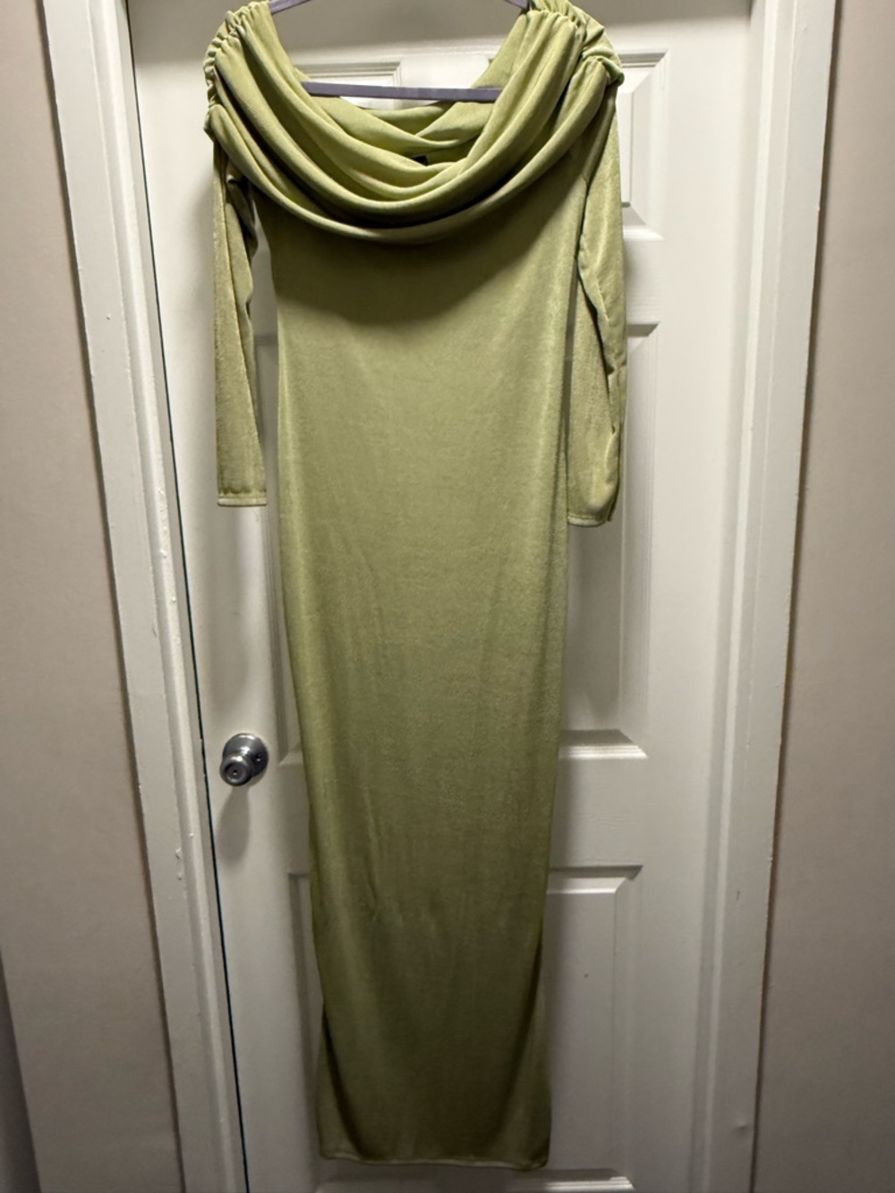 PrettyLittleThing Light Olive Cowl Neck Maxi Dress